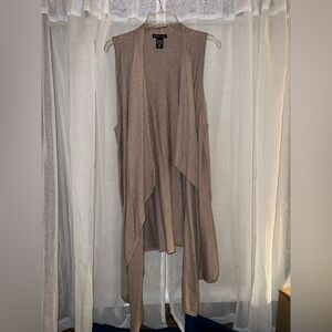 Tan Sleeveless Draping Cardigan